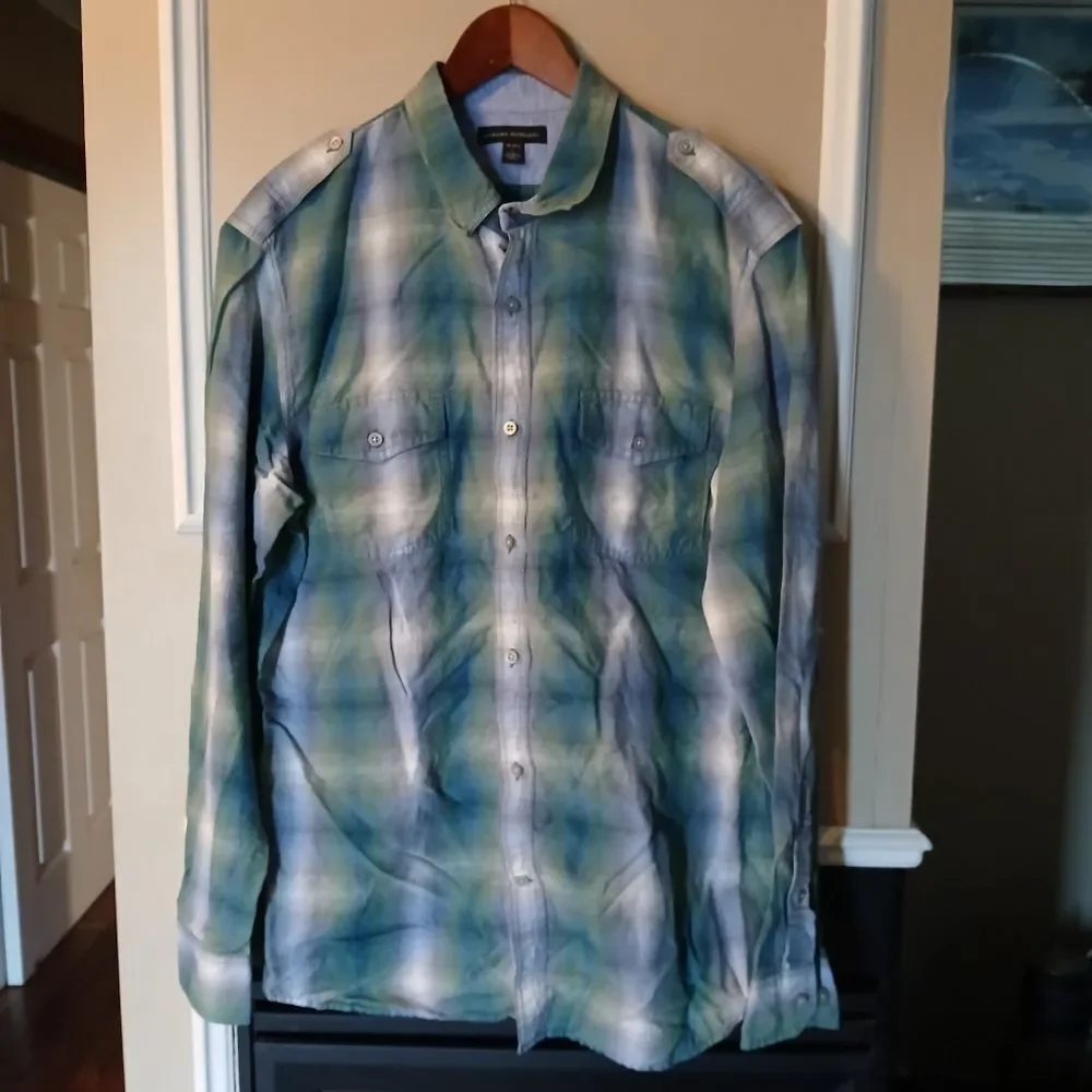 BANANA REPUBLIC Button Down Plaid Dress Shirt Men's Size Large